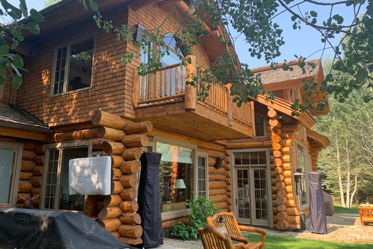 Log home restoration work in Teton County, Wyoming