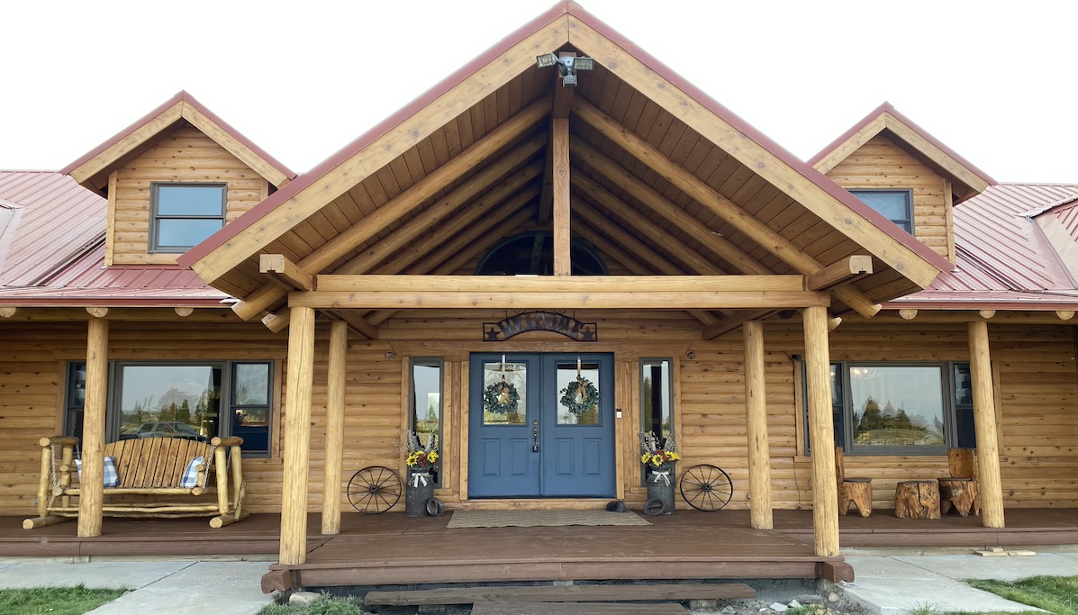Custom log carpentry on a home in Jackson, Wyoming