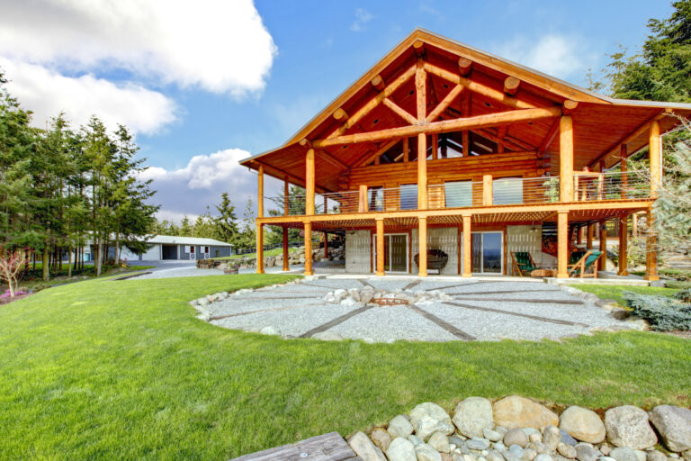 A log home finished in a natural penetrating stain, the finish Log Care uses on log home restoration in Star Valley, Wyoming